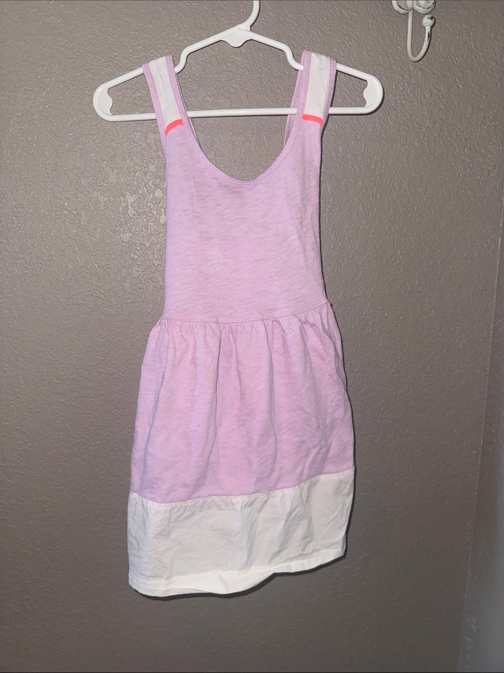 Crewcuts Lilac and White Tank Dress with Neon Pink Accents